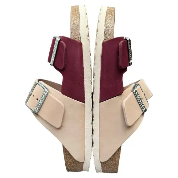 Birkenstock Two-Tone Burgundy and Beige Arizona Sandals - Picture 4 of 13
